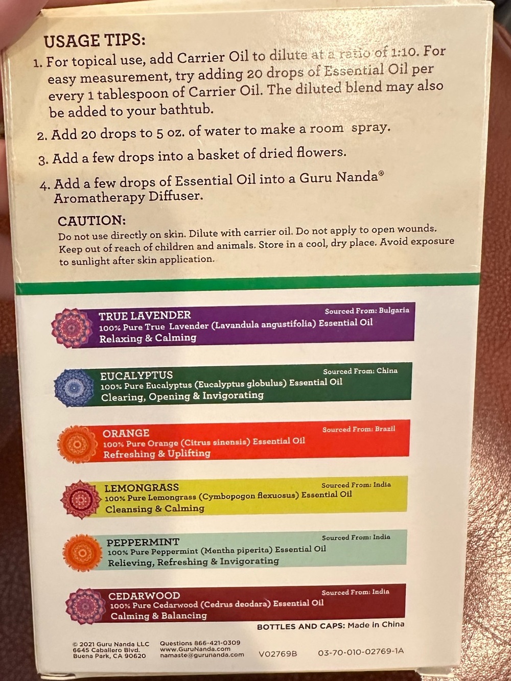 GuruNanda Top 6 Singles 100% Pure Essential Oil Pack NIB - Picture 2 of 3